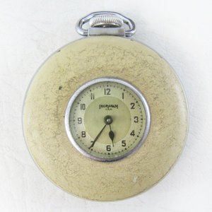 Nice Vintage Art Deco Ingraham USA Small Face Pocket Watch - Works Great